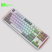 ET 87 三模机械键盘有线/蓝牙/无线2.4G青轴PBT键帽电脑笔记本台式游戏电竞专用RGB迷你87键小键盘男女生白灰