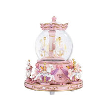 生日礼物女生闺蜜创意旋转木马音乐盒八音盒礼物送女生水晶球摆件 八马彩灯自喷雪花【遇见】内外旋转