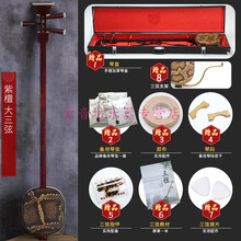 紫檀黑檀三弦乐器酸枝紫檀大中小专业演奏京剧陕北说书曲艺 紫檀大三弦+全套配件