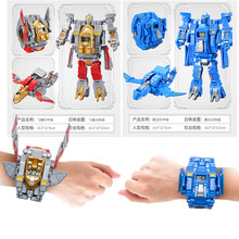 恐龙手表玩具儿童3-5-6-8岁 儿童变形机器人电子手表恐龙变身男孩金刚玩具钢铁飞龙奥特曼崛起 三变形电子手表2只【飞鹰+翼龙】掌柜推荐