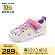 Skechers斯凯奇童鞋2021秋季新款儿童帆布鞋女童闪灯鞋魔术贴炫彩大童休闲鞋314789L 樱桃粉色/LPMT 28.5码/鞋内长18cm