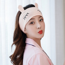 十月结晶同款 帽子女式春夏季薄款套头帽透气光头帽堆堆帽月子帽包头巾时尚 粉色眯眼耳朵