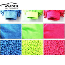 洗车手套双面擦车手套雪尼尔珊瑚绒加厚汽车手套抹布除尘清洁工具 (两只装).蓝天+玫红