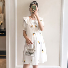 凯琳卡洛儿 孕妇装夏装孕妇裙夏季夏天外穿孕妇连衣裙宽松大码孕妇裙子孕妈装 白色 M