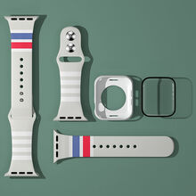 岚兮冉适用于Applewatch表带潮牌苹果手表表带iwatch1/2/3/4/5/6代硅胶运动 Thom borwne-复古白 38mm+【壳+膜】