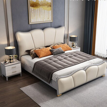 优卡吉 床 轻奢真皮床极简实木床现代简约双人1.8米储物主卧软包 婚床 床+独立袋装弹簧床垫 1500mm*2000mm（框架结构）