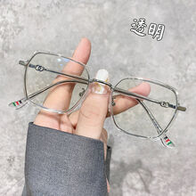 RNRN 小红书网红轻韩版学生有度数防蓝光辐射显瘦眼镜女可配近视 银色透明框 1.56防辐射【左右眼250度】