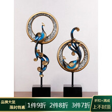 鹿凌青电视柜摆件凤凰轻奢风工艺品家居新婚客厅欧式装饰品结婚礼物 蓝色一对【小号】