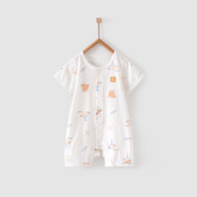 童泰 夏款婴儿衣服3-18月新生儿轻薄连体衣男女宝宝闭裆短哈衣 T12J3792 橙黄 66