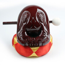 智扣木鱼一套香樟木实木打击乐器室内念经家用寺庙佛教用品 4寸深棕色