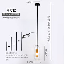 后现代简约吊灯北欧轻奢别墅卧室床头灯客厅背景墙垂钓设计师壁灯 吊灯款 黑金+透明