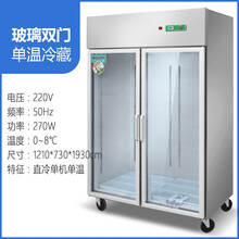 四门冰箱冷柜商用立式双温速冻冷藏冷冻保鲜柜冰柜冷冻柜大容量冰柜 美示 玻璃2门-单温冷藏【暗管】