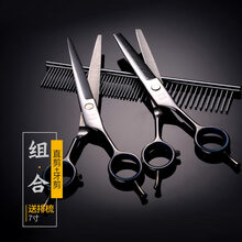 宠物美容剪刀泰迪理发神器修毛套装弯剪狗毛工具狗狗剪毛剪刀 7寸 直剪+6.5寸牙剪 (送排梳)