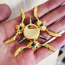 指尖陀螺儿童玩具限量版火影忍者金属旋转炫彩发光手指陀螺减压玩具 墨绿色 后羿-送1