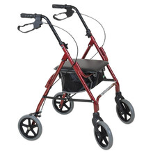 老人代步可推可坐老年购物车老年人手推车轻便折叠可坐买菜车助力助行车助行器 基础款红色(铝合金材质)