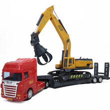 创育儿童钻地玩具破碎机玩具车钻地机抓木机碎石车修路车男孩工程车模型 德立信-拖车+抓石机