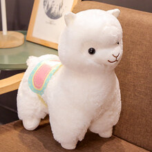 网红款可爱羊驼毛绒玩具女孩布娃娃公仔超软玩偶睡觉抱枕儿童男女孩六一儿童节七夕节生日礼物 马鞍羊驼白色 50厘米【代写贺卡+彩袋】