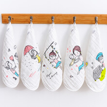 宝宝纯棉口水巾儿童洗脸巾婴儿小方巾新生儿纱布洗澡毛巾擦脸纱巾 女孩款5条 30*30cm 六层