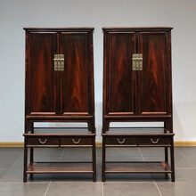 世书带几座圆角衣柜中式家具黑飘红独板柜家用卧室衣柜实木储物柜