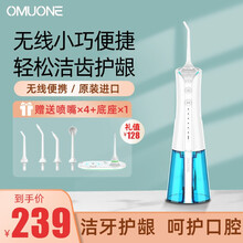 【自营仓当次日达】德国OMUONE欧慕尼洗牙器冲牙器水牙线洁牙仪超声波清洁器电动便携式牙齿牙缝冲洗 小海豚（包含四个喷头）
