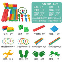 感统训练器材婴幼儿体能训练器材早教中心教具儿童万象组合新太阳组合木桥平衡木触觉板前庭平衡训练户外教具 经典万象组合114件定金补全尾款发货