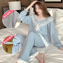 月子服春秋产后产妇哺乳孕妇睡衣女喂奶9夏季薄款夏天8月份10可外穿出院服 JEM-0433#蓝色 M码建议80-100斤