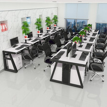 广畅 办公桌椅组合职员桌工作桌现代简约办公家具卡座双人四人六人屏风工位电脑桌 月白色桌面+黑色架子 单人位（裸桌）