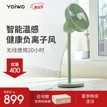 【升级充电款】yoiwo电风扇音静无线落地空气循环扇家用便携负离子直流变频遥控台立两用落地扇 杉绿