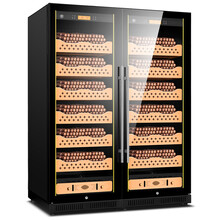 茄龙（CIGARLOONG）CL-168CW2智能恒温恒湿雪茄柜恒温红酒柜雪茄红酒双拼柜 榉木裸养款黑色