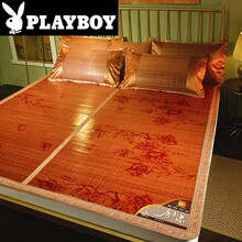 花花公子凉席竹席1.5米 双面可折叠双人竹席子碳化清凉竹席1.8米2.0米麻将凉席 蝶舞飞扬 1.8*2.0m单凉席