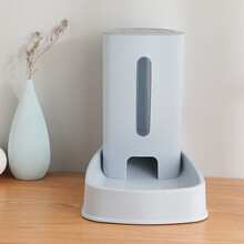 HKZN 猫咪饮水机自动喂食器狗食盆猫食盆大容量不卡粮 天空蓝 自动投食喂水器组合值套装3.8L