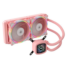 爱国者 冰塔冰魄台式电脑机箱一体式水冷CPU散热器(PWM智能温控风扇/全平台支持) 冰塔V240一体水冷粉色版【彩虹光效】