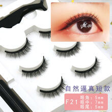 磁吸睫毛力眼毛磁铁假睫毛免胶水欧美磁吸石眼睫毛自然浓密款睫毛 F21(自然逼真短款)7mm