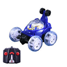 特技翻斗车翻滚车可充电动遥控车遥控汽车儿童玩具车小孩玩具汽车 14CM蓝色充电版 【标准版】六首音乐+USB充电