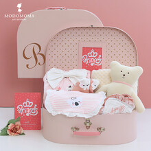 modomoma初生儿见面礼婴儿礼盒秋季女宝公主考拉印花长袖连体爬服宝宝满月礼 圆角箱【粉底考拉】 59