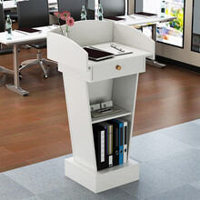 讲台讲桌学校讲台桌教师教室演讲台会议培训讲课桌老师简约现代 白色 单抽