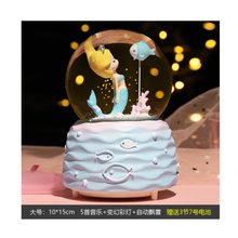 芭蕾水晶球飘雪八音盒音乐盒水晶球3-7-10-14岁送小女孩生日礼物儿童节礼物送女友闺蜜520 人鱼蓝(灯光+音乐+自动飘雪)大