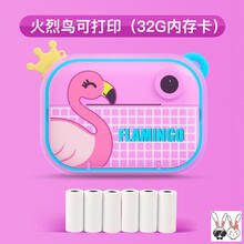 儿童相机可打印彩色照片 数码相机小型学生随身可打印网红可拍照儿童小单反女生彩色照片 火烈鸟(32G内存+6卷相纸)礼
