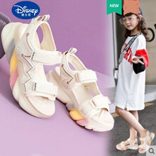 支持鴻星尔克/Disney迪士尼同款女童凉鞋2021新款夏公主中大童儿童网红小女孩软底防滑运动沙滩鞋 白色 36 内长约22.6