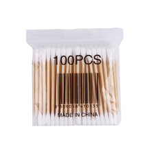 一次性双头棉签点痣卫生棉棒美容棒化妆用掏耳朵一次性卸妆木棒绿豆芽 黑字10包(1000支)