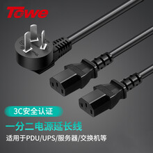 同为（TOWE）国标10A转C13一分二 电脑/服务器电源链接线 3*1.5平方3米 TW-F-G10/2C13