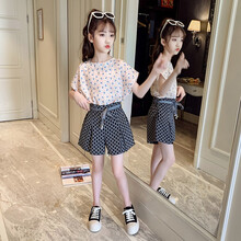 Disney/迪士尼女童套装夏装雪纺短袖短裤两件套儿童中大童韩版夏季洋气雪纺小女孩儿童装潮 图片色 150码(建议身高145cm左右)