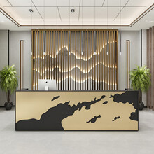 姬悠 美容院前台不锈钢收银台服装店轻奢小型柜台创意健身房舞蹈室吧台 黑色+金色 100x60x100cm