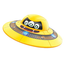 儿童淘淘鼠创意小飞船飞碟自动感应躲猫猫玩具趣味电动小车灯光音乐送礼品亲子互动游戏 淘淘鼠黄色