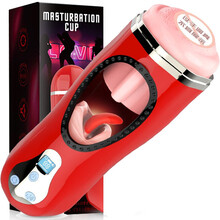 虞姬夜战舌舔飞机杯全自动夹吸伸缩智能加热男士吸吮震动男用自慰器男性用品发音电动飞机 红【舌恬+吸吮+智能加温+震动发音】 润滑油+湿巾+清洁剂】