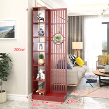 屏风隔断置物架客厅简约现代新中式实木双面酒柜入户进门厅玄关柜 木质竖纹置物架高200*宽70cm备注颜色 组装  框架结构