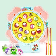 儿童电动钓鱼的玩具益智玩具男孩套装掉鱼小猫磁性池小孩玩具1-3-4-5-6周岁孩子生日礼物 马卡龙-15条钓鱼盘【电池】