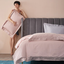 芙莱朵家纺 单件150支纯全棉北欧风床上被套奢华高档床上用品 粉色 被套200*230cm