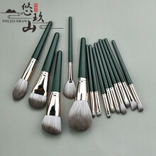 花漾年华如若初见花样绿云14支化妆刷套装全套新手初学者散粉刷粉底刷腮红刷超柔软 14支绿云【标签贴纸】 超柔软纤维毛
