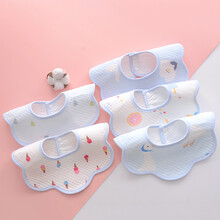 婴儿口水巾纯棉防水围兜新生男女宝宝360度旋转围脖围嘴洋气可爱 圆领花型随机【5条装】男宝 均码